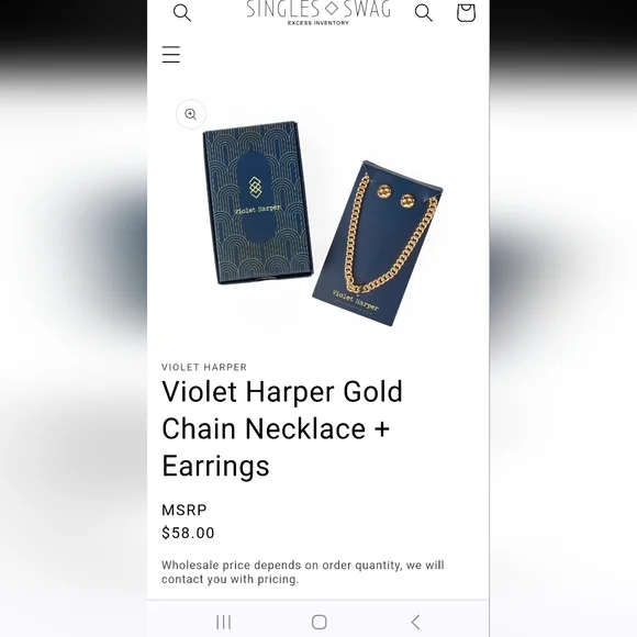 Violet Harper Elana Link Necklace and Earring Set Gold - Picture 3 of 4